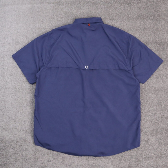 The American Outdoorsmen XL Solid Blue Short Sleeve Full Button Collared Shirt - Picture 4 of 10